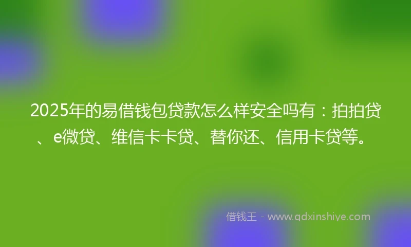 2025年的易借钱包贷款怎么样安全吗有：拍拍贷、e微贷、维信卡卡贷、替你还、信用卡贷等。