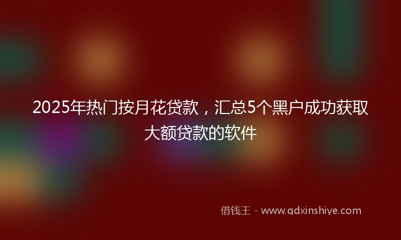 2025年热门按月花贷款，汇总5个黑户成功获取大额贷款的软件