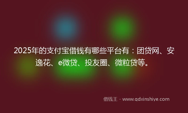 2025年的支付宝借钱有哪些平台有：团贷网、安逸花、e微贷、投友圈、微粒贷等。