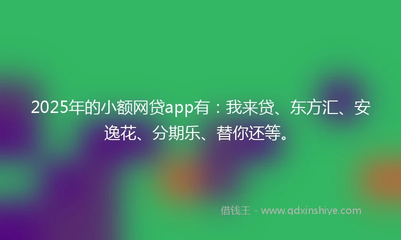 2025年的小额网贷app有：我来贷、东方汇、安逸花、分期乐、替你还等。