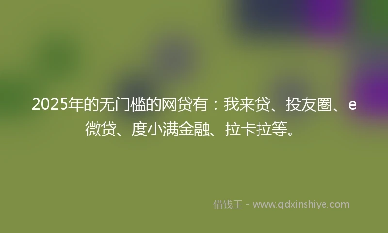 2025年的无门槛的网贷有：我来贷、投友圈、e微贷、度小满金融、拉卡拉等。
