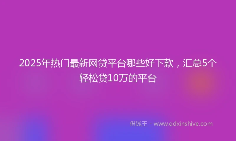 2025年热门最新网贷平台哪些好下款，汇总5个轻松贷10万的平台