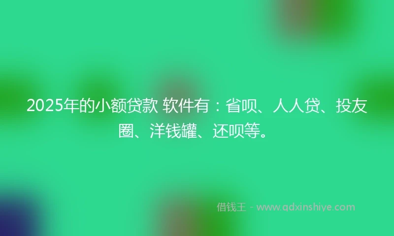 2025年的小额贷款 软件有：省呗、人人贷、投友圈、洋钱罐、还呗等。