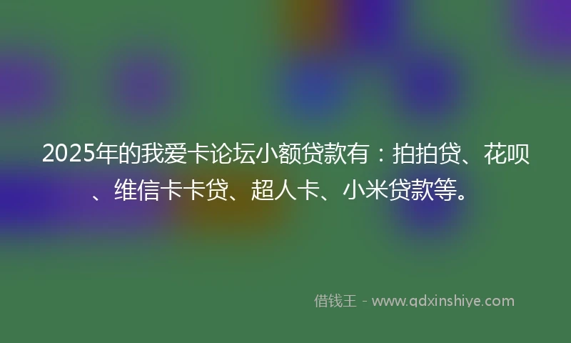 2025年的我爱卡论坛小额贷款有：拍拍贷、花呗、维信卡卡贷、超人卡、小米贷款等。