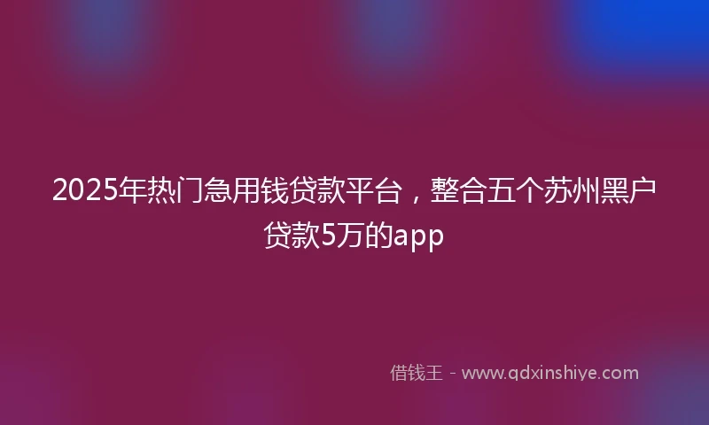 2025年热门急用钱贷款平台，整合五个苏州黑户贷款5万的app