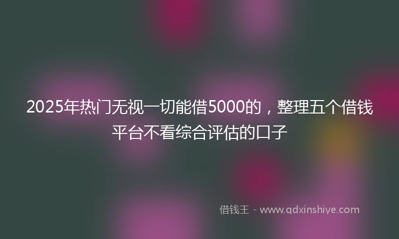 2025年热门无视一切能借5000的，整理五个借钱平台不看综合评估的口子