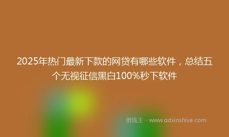 2025年热门最新下款的网贷有哪些软件，总结五个无视征信黑白100%秒下软件
