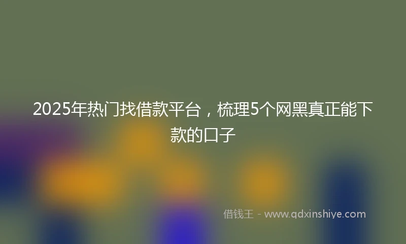 2025年热门找借款平台，梳理5个网黑真正能下款的口子