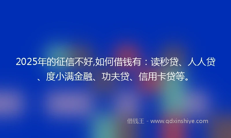 2025年的征信不好,如何借钱有：读秒贷、人人贷、度小满金融、功夫贷、信用卡贷等。