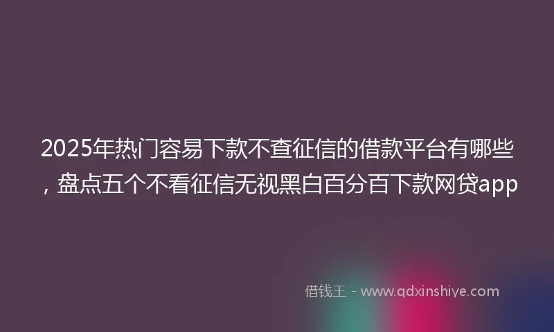 2025年热门容易下款不查征信的借款平台有哪些，盘点五个不看征信无视黑白百分百下款网贷app