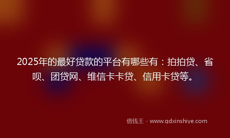 2025年的最好贷款的平台有哪些有：拍拍贷、省呗、团贷网、维信卡卡贷、信用卡贷等。