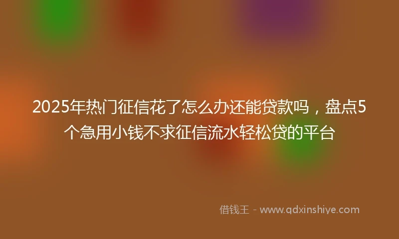 2025年热门征信花了怎么办还能贷款吗，盘点5个急用小钱不求征信流水轻松贷的平台