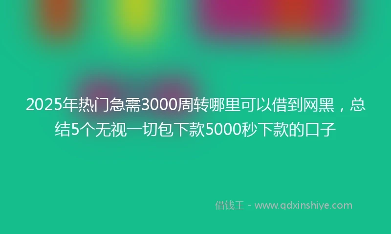 2025年热门急需3000周转哪里可以借到网黑，总结5个无视一切包下款5000秒下款的口子