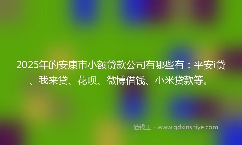 2025年的安康市小额贷款公司有哪些有：平安i贷、我来贷、花呗、微博借钱、小米贷款等。