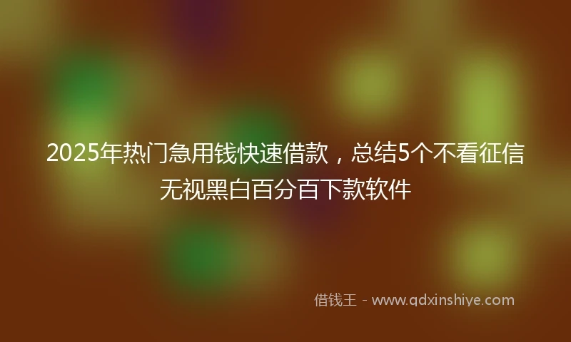 2025年热门急用钱快速借款，总结5个不看征信无视黑白百分百下款软件