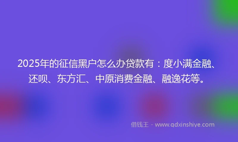 2025年的征信黑户怎么办贷款有：度小满金融、还呗、东方汇、中原消费金融、融逸花等。