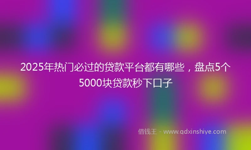 2025年热门必过的贷款平台都有哪些，盘点5个5000块贷款秒下口子