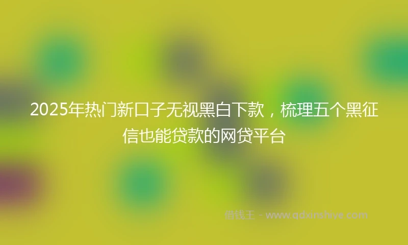 2025年热门新口子无视黑白下款，梳理五个黑征信也能贷款的网贷平台