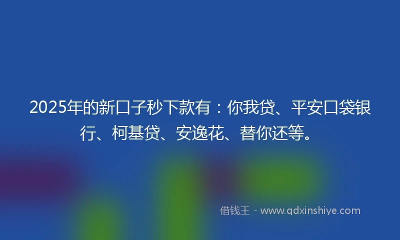 2025年的新口子秒下款有：你我贷、平安口袋银行、柯基贷、安逸花、替你还等。