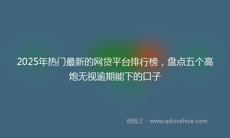 2025年热门最新的网贷平台排行榜，盘点五个高炮无视逾期能下的口子