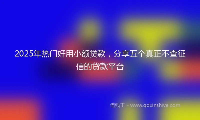 2025年热门好用小额贷款，分享五个真正不查征信的贷款平台
