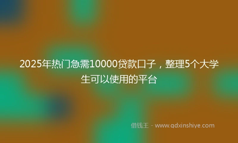 2025年热门急需10000贷款口子，整理5个大学生可以使用的平台