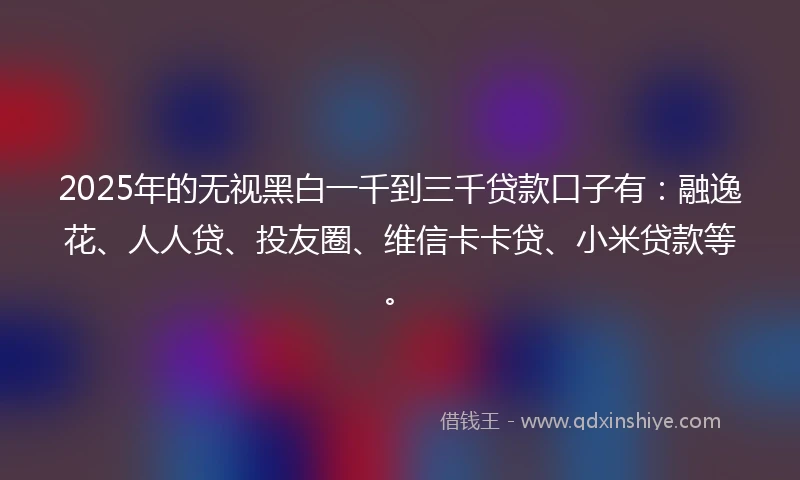2025年的无视黑白一千到三千贷款口子有：融逸花、人人贷、投友圈、维信卡卡贷、小米贷款等。