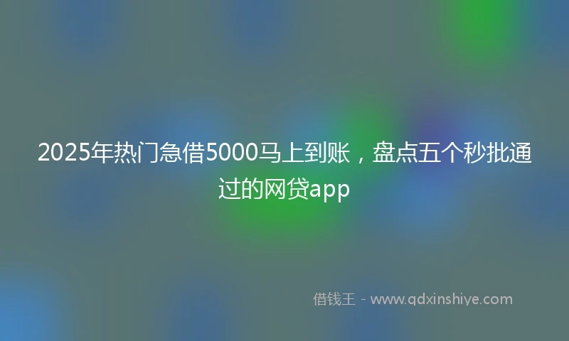 2025年热门急借5000马上到账，盘点五个秒批通过的网贷app