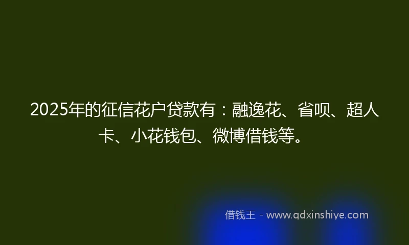 2025年的征信花户贷款有：融逸花、省呗、超人卡、小花钱包、微博借钱等。