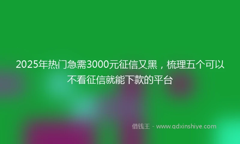 2025年热门急需3000元征信又黑，梳理五个可以不看征信就能下款的平台
