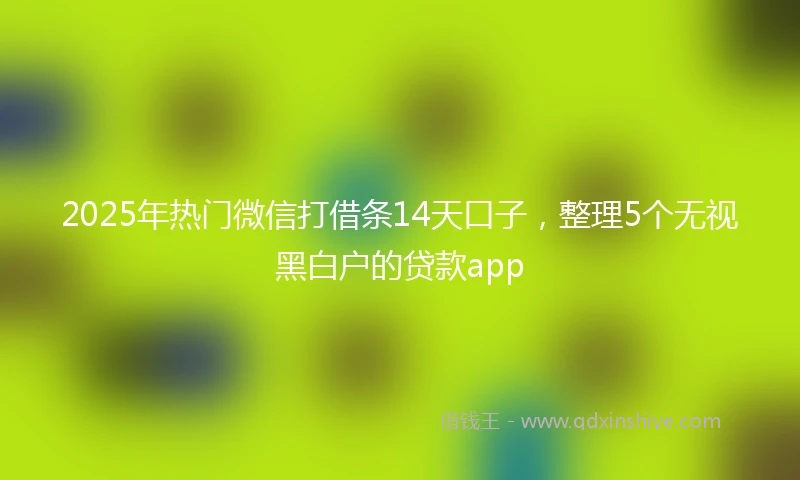 2025年热门微信打借条14天口子，整理5个无视黑白户的贷款app