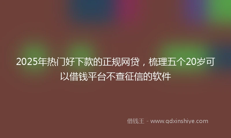 2025年热门好下款的正规网贷，梳理五个20岁可以借钱平台不查征信的软件