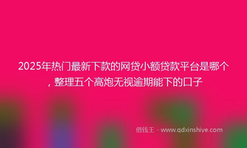 2025年热门最新下款的网贷小额贷款平台是哪个，整理五个高炮无视逾期能下的口子