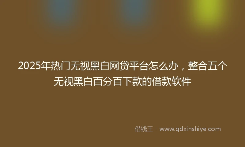 2025年热门无视黑白网贷平台怎么办，整合五个无视黑白百分百下款的借款软件