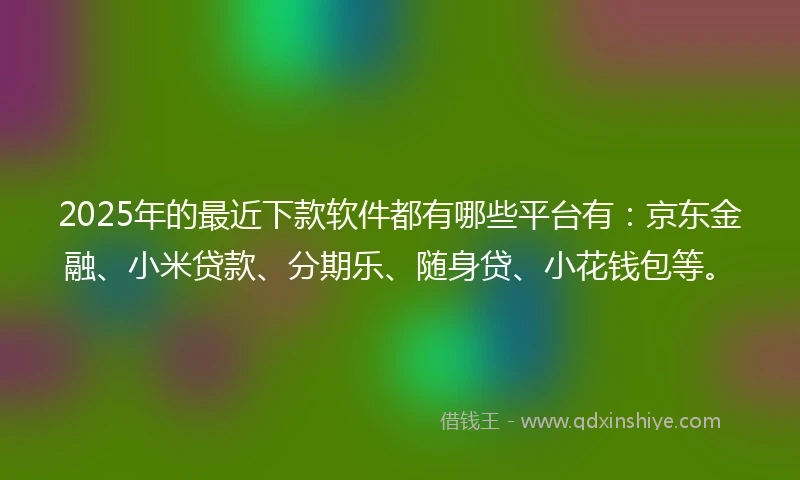 2025年的最近下款软件都有哪些平台有：京东金融、小米贷款、分期乐、随身贷、小花钱包等。