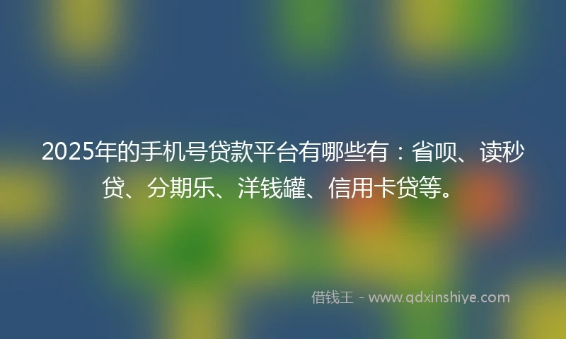 2025年的手机号贷款平台有哪些有：省呗、读秒贷、分期乐、洋钱罐、信用卡贷等。