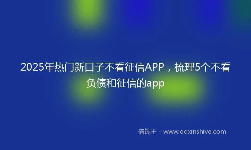 2025年热门新口子不看征信APP，梳理5个不看负债和征信的app