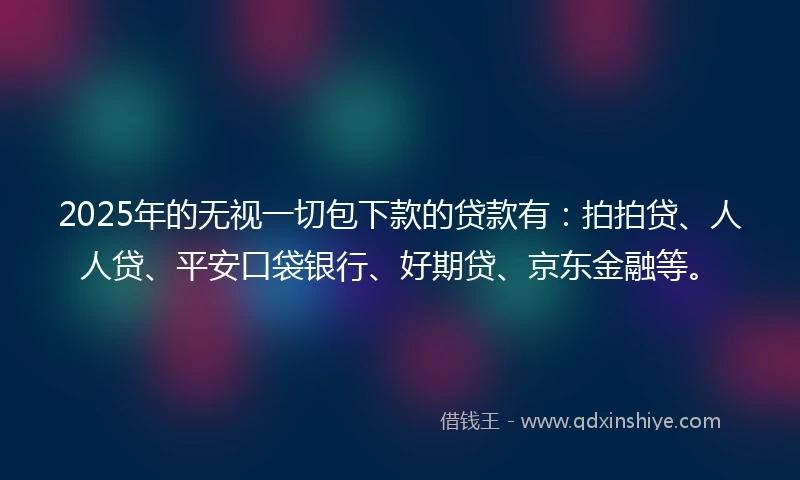 2025年的无视一切包下款的贷款有：拍拍贷、人人贷、平安口袋银行、好期贷、京东金融等。