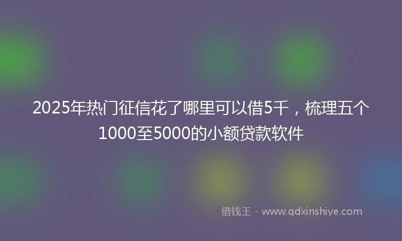 2025年热门征信花了哪里可以借5千，梳理五个1000至5000的小额贷款软件