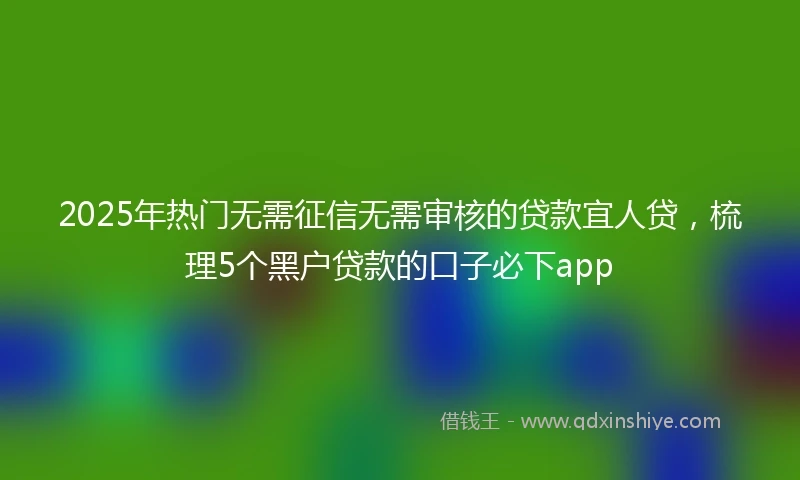 2025年热门无需征信无需审核的贷款宜人贷，梳理5个黑户贷款的口子必下app
