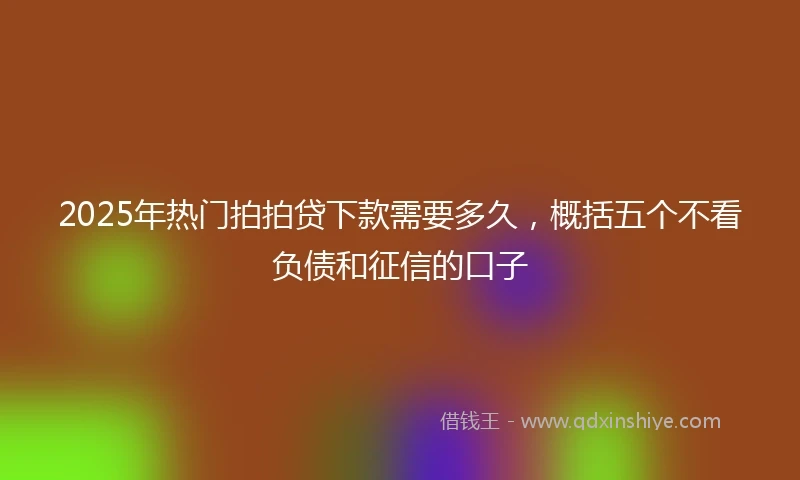 2025年热门拍拍贷下款需要多久，概括五个不看负债和征信的口子