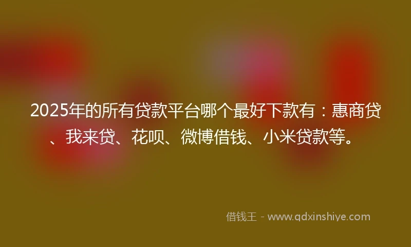 2025年的所有贷款平台哪个最好下款有：惠商贷、我来贷、花呗、微博借钱、小米贷款等。