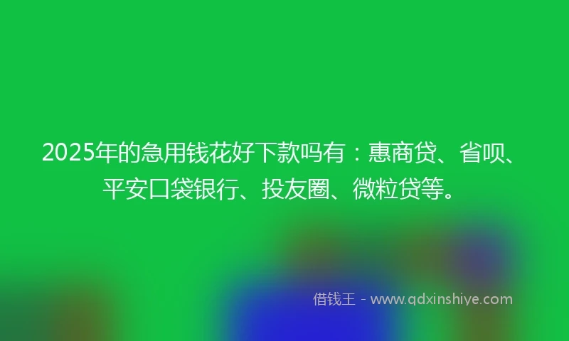 2025年的急用钱花好下款吗有：惠商贷、省呗、平安口袋银行、投友圈、微粒贷等。