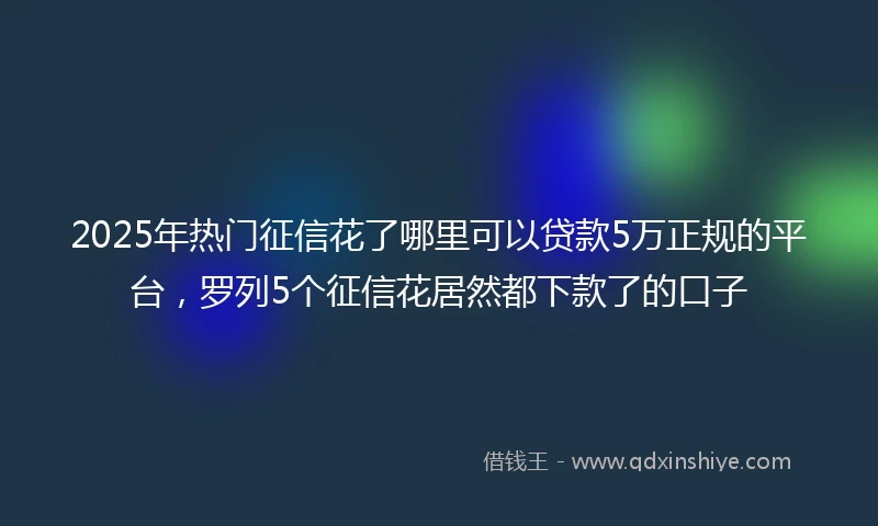 2025年热门征信花了哪里可以贷款5万正规的平台，罗列5个征信花居然都下款了的口子