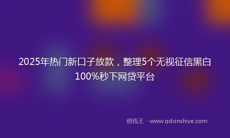 2025年热门新口子放款，整理5个无视征信黑白100%秒下网贷平台