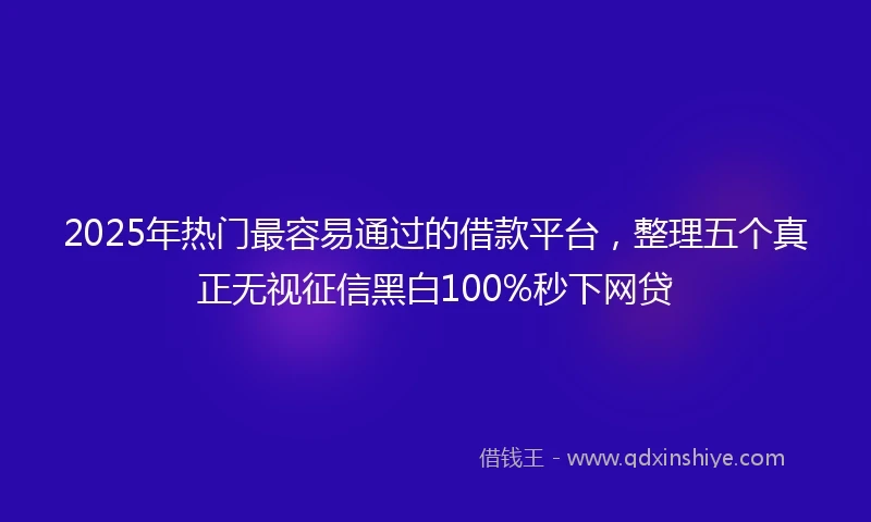 2025年热门最容易通过的借款平台，整理五个真正无视征信黑白100%秒下网贷