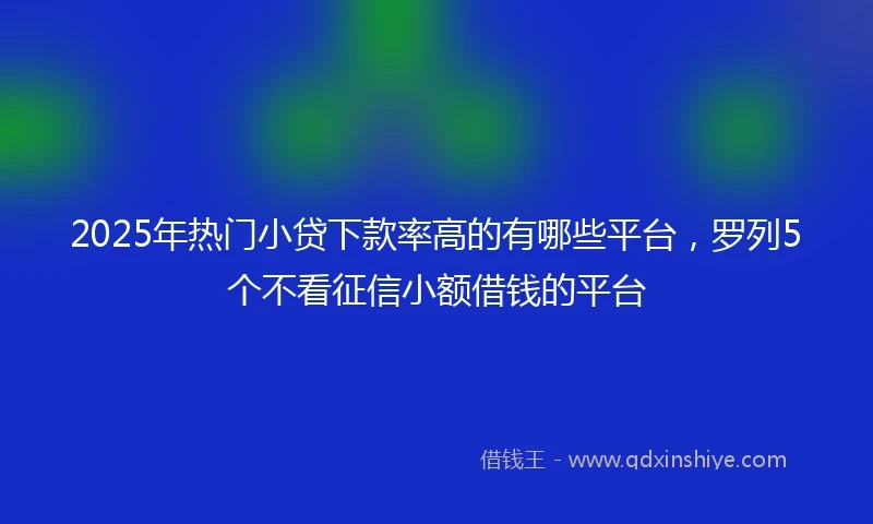 2025年热门小贷下款率高的有哪些平台，罗列5个不看征信小额借钱的平台