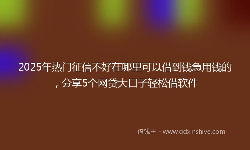 2025年热门征信不好在哪里可以借到钱急用钱的，分享5个网贷大口子轻松借软件