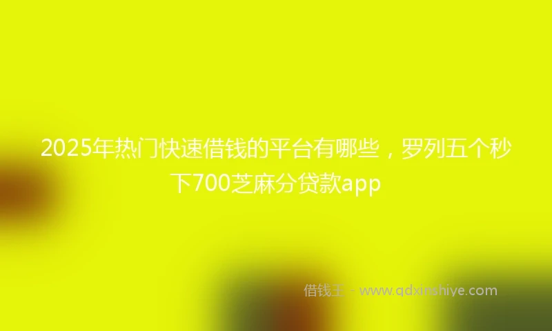2025年热门快速借钱的平台有哪些，罗列五个秒下700芝麻分贷款app