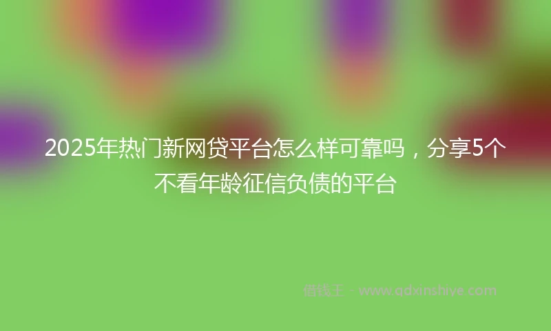 2025年热门新网贷平台怎么样可靠吗，分享5个不看年龄征信负债的平台